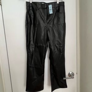 Loft petite cropped flare faux leather pants size 8/29